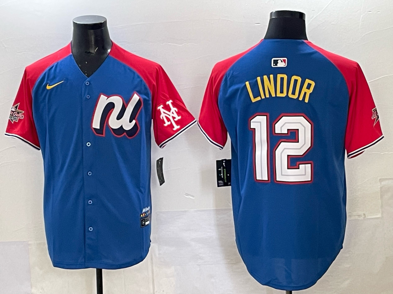 Men New York Mets #12 Lindor Blue white All star 2025 Nike MLB Jersey 003->new york mets->MLB Jersey
